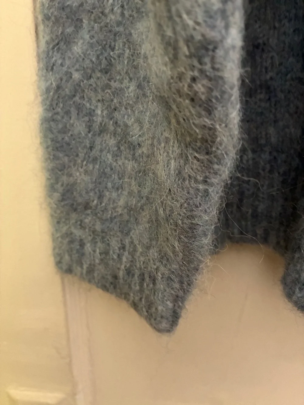 The Endery Sky Blue Mohair Cardigan with Red Stripe - Picture 3 of 8